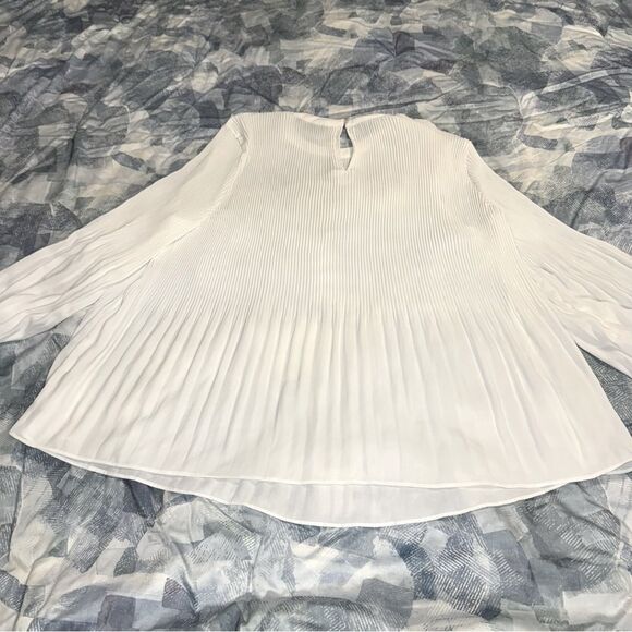 Adrianna Papell White Pleated Georgette Crepe Blouse Size XL - Picture 5 of 6